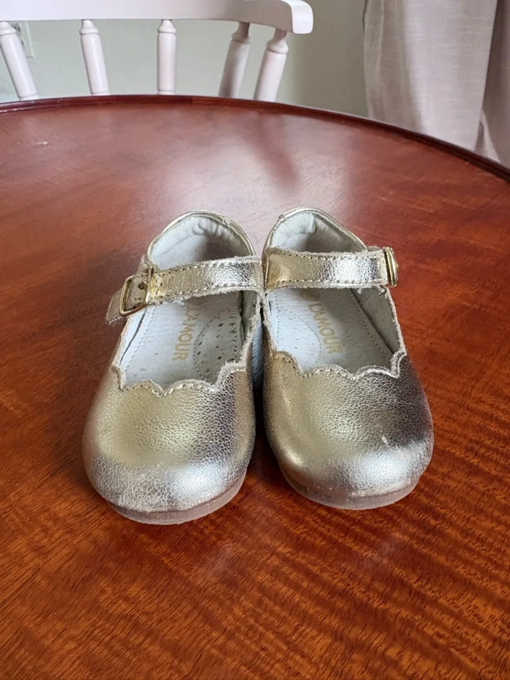 Kids Gold Mary Jane Shoes - Classic Buckle Strap